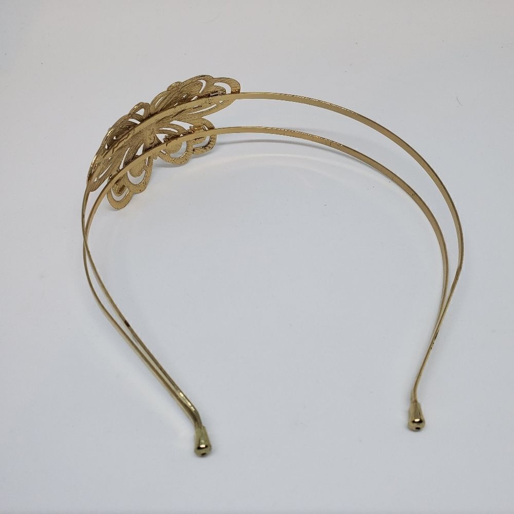 Gold Colored Rhinestone Butterfly Headband - Picture 3 of 3